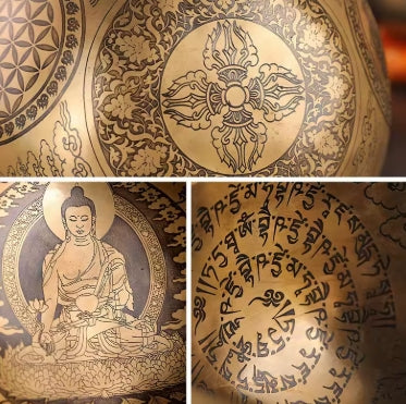 Bol tibétain avec inscription Bouddhiste